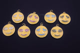 Enamel Pendant Heart Eyes Emoji Charms, Sunglasses Emoji Necklaces, *Cute* Happy Smiley Face Charms *Love* Gold Emoji Pendants