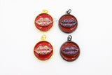 Red Lips Charms, CZ Micro Pave Kiss Charms, Gold Tiny Lips in Red Fuchsia Cubic Zirconia