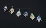 Tiny Opal Hand Charms, White and Blue Turquoise 18 K Gold, Black