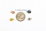 Gold Star Connectors, AG 287, 4 pcs CZ Tiny Silver Starburst Bezel Charm