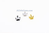 Crown Charm - 2 Pcs CZ Charms 11 x 13 mm, Princess Tiara Mini Charm, Rose