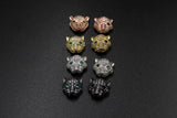 CZ Micro Pave Tiger Head Bead Charm, Leopard Cat Head Beads 10 mm x 12 mm, Rose Gold Silver Black Plated CZ Animal Head Bead