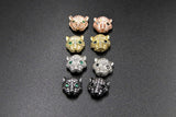 CZ Micro Pave Tiger Head Bead Charm, Leopard Cat Head Beads 10 mm x 12 mm, Rose Gold Silver Black Plated CZ Animal Head Bead