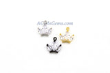 Crown Charm - 2 Pcs CZ Charms 11 x 13 mm, Princess Tiara Mini Charm, Rose