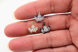 Crown Charm - 2 Pcs CZ Charms 11 x 13 mm, Princess Tiara Mini Charm, Rose