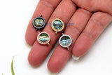 Bracelet Charm Connectors, 13 x 18 mm Shell Bracelet Charms, CZ Micro Pave Blue Shell Connector