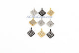 CZ Micro Pave Diamond Charm, #286, Diagonal Tiny Charms in 8 mm x 10 mm