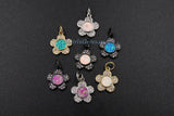 Opal Flower Charms AG 328, CZ Pave Tiny Blue Daisy Flower charm, 12 x 18 mm White Pink Flower Girl Findings