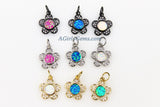 Opal Flower Charms AG 328, CZ Pave Tiny Blue Daisy Flower charm, 12 x 18 mm White Pink Flower Girl Findings