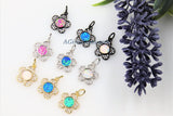 Opal Flower Charms AG 328, CZ Pave Tiny Blue Daisy Flower charm, 12 x 18 mm White Pink Flower Girl Findings