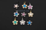 Opal Flower Charms AG 328, CZ Pave Tiny Blue Daisy Flower charm, 12 x 18 mm White Pink Flower Girl Findings