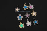 Opal Flower Charms AG 328, CZ Pave Tiny Blue Daisy Flower charm, 12 x 18 mm White Pink Flower Girl Findings