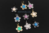 Opal Flower Charms AG 328, CZ Pave Tiny Blue Daisy Flower charm, 12 x 18 mm White Pink Flower Girl Findings