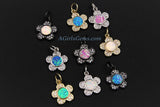 Opal Flower Charms, CZ Pave Tiny Blue Daisy Flower charm, 12 x 18 mm White Pink Flower Girl Findings