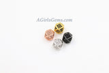 CZ Cube Beads, Cubic Zirconia Large Hole Beads #303, Silver Hexacon Gold or Black