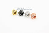 CZ Cube Beads, Cubic Zirconia Large Hole Beads #303, Pave Hexagon Square,Silver