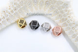 CZ Pave Cube Beads, Silver 10 mm Hexagon #215, Large Hole Black or Gold Square Spacer Beads