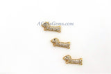 Puppy Charm Pendant Bead, CZ Micro Pave Dachshund Charms, Gold Puppy Charms