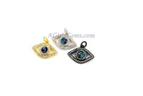 CZ Micro Pave Evil Eye Charm, Blue Evil Eye Abalone Pendants #302, Bracelets or Necklace in Gold