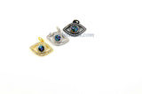 CZ Micro Pave Evil Eye Charm, Blue Evil Eye Abalone Pendants #302, Bracelets or Necklace in Gold