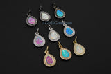 Tiny Opal Teardrop Charms, 10 mm CZ Micro Pave Oval Charms, AG 403