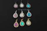 Tiny Opal Teardrop Charms, 10 mm CZ Micro Pave Oval Charms, AG 403