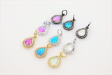 Tiny Opal Teardrop Charms, CZ Micro Pave Oval Charms, AG 403