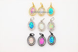 CZ Pave White Oval Charm, Blue Opal CZ Charms, Pink Shell Earring Dangles