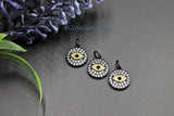 Evil Eye Charm, *NEW* Black and Gold CZ Micro Pave Small Round Disc Charm, 13 x 16 mm Mini Evil Eye for Bracelet Charms