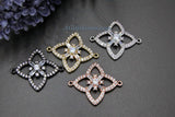 Diamond Charm, CZ Micro Pave Diamond Shape Charms # 62, 18 k Silver/Gold or Black Rhodium Plated CZ 4 Point Star Diamond Connectors