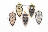 CZ Micro Pave Arrowhead Charms, Gold Triangle Charms #262, Rose and Silver Arrow Charms