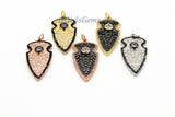 CZ Micro Pave Arrowhead Charms, Gold Triangle Charms #262, Rose and Silver Arrow Charms