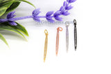 Mini Spike Charms, CZ Micro Pave Mini Needle Pendants, #92