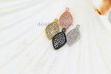 Small Teardrop Charms, CZ Micro Pave Marquis Charms in Gold or Gunmetal Black Plated, Size - 10 x 18 mm