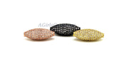 CZ Micro Pave Bead, Long Oval Egg Beads in *ALL CoLoRs* Rose Gold #80, w/Clear Cubic Zirconia