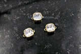 CZ Micro Pave Square Connectors or Charms #320, Cubic Zirconia Tiny Gold Filigree Bezel, 8 x 12 mm 2 Loops Earrings