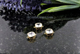 CZ Micro Pave Square Connectors or Charms #320, Cubic Zirconia Tiny Gold Filigree Bezel, 8 x 12 mm 2 Loops Earrings