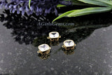 CZ Micro Pave Square Connectors or Charms #320, Cubic Zirconia Tiny Gold Filigree Bezel, 8 x 12 mm 2 Loops Earrings