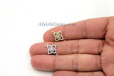 Diamond Charm, CZ Pave Rose Gold Diamond Shape Charms in 12 x 16 mm, Plated CZ Quatrefoil Diamond Connectors