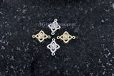 Diamond Charm, CZ Pave Rose Gold Diamond Shape Charms in 12 x 16 mm, Plated CZ Quatrefoil Diamond Connectors