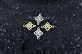 Diamond Charm, CZ Pave Rose Gold Diamond Shape Charms in 12 x 16 mm, Plated CZ Quatrefoil Diamond Connectors