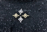 Diamond Charm, CZ Pave Rose Gold Diamond Shape Charms in 12 x 16 mm, Plated CZ Quatrefoil Diamond Connectors