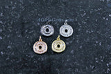 Round Disc Pendant, CZ Pave Small Coin Charms, Baguette Circle