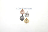 Round Disc Pendant, CZ Pave Small Coin Charms, Baguette Circle