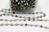 Amazonite Gunmetal Chain, 6 mm Wire Wrapped CH #355, 4 mm By The Foot