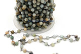Amazonite Gunmetal Chain, 6 mm Wire Wrapped CH #355, 4 mm By The Foot