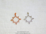 CZ Micro Pave Star Charms, CZ Starburst Pendants, Star Cubic Zirconia Stars in Gold #204