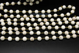 Turquoise Chain, 8 mm Natural White Turquoise Rosary Chain CH #370, 6 mm Gold Wire Wrapped