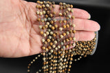 Natural Jasper Rosary Chain, 4 mm Black Wire Wrapped Chains CH #360, Picture Jasper Round Beaded