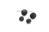 Gunmetal Black CZ Beads, Round Black CZ Micro Pave Beads, Ball Black Cubic Zirconia Plated Beads